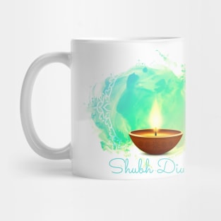 Diya Diwali Green Watercolor Mug